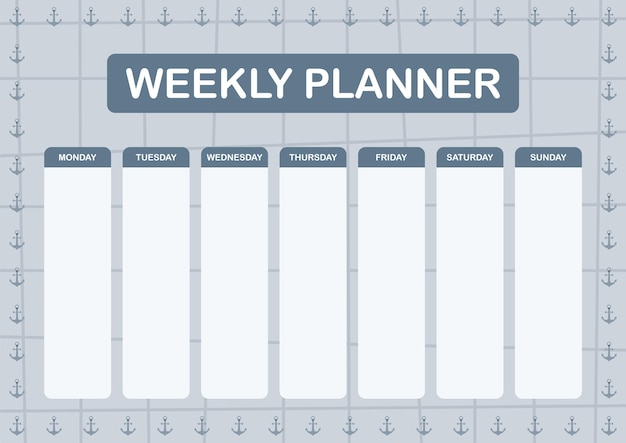 Vector dagelijkse en wekelijkse planner met anchor