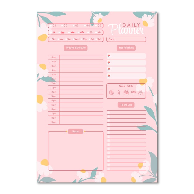 Dagelijkse planner vector sjabloon