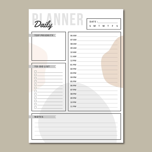 Dagelijkse planner vector sjabloon