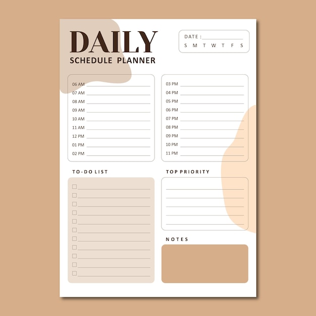Dagelijkse planner vector sjabloon