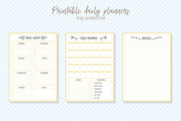 Vector dagelijkse planner vectorsjabloon voor schone stijl. briefpapierontwerp