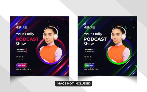 Vector dagelijkse podcast toont kleurrijke sociale media-ontwerpvector