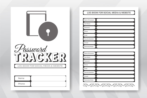 Vector dagelijkse wachtwoordtracker voor notebooks kdp interieurontwerp