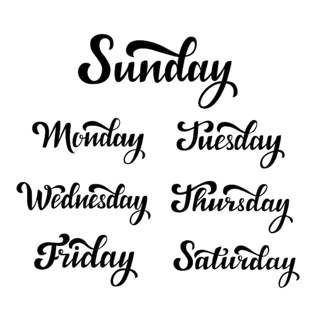 Dagen van de week. hand belettering