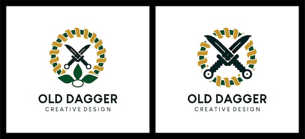 Dagger logo design with looped rope vector illustration