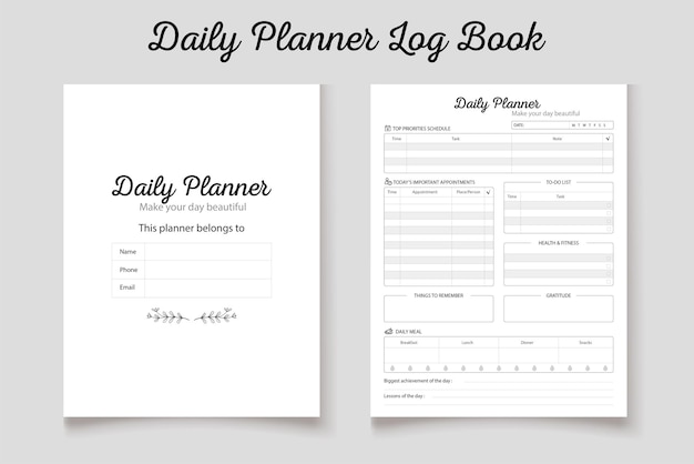 Dagplanner logboek kdp interieur sjabloon