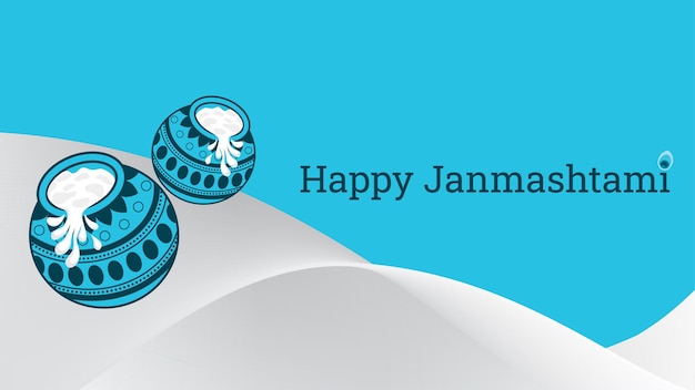 Dahi handi decorated with traditional patterns on white background Happy Janmashtami vector.