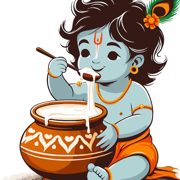 Vector dahi handi festival of happy krishna janmashtami vector illustration design
