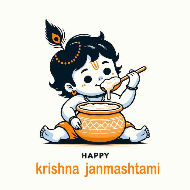 dahi handi festival of happy krishna janmashtami vector illustration design