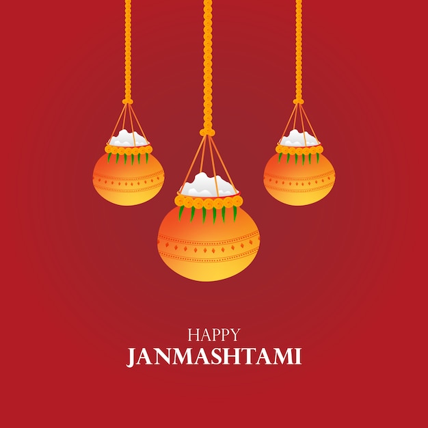 Dahi handi janmashtami vector greeting card