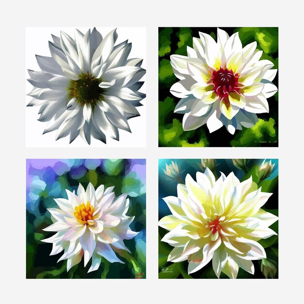 Vector dahlia closeup spring flowers dahlia bud closeup multicolored image decor element vector