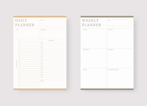 毎日および毎週のプランナーテンプレートプランナーとタスクリストのセット最新のプランナーテンプレートセット