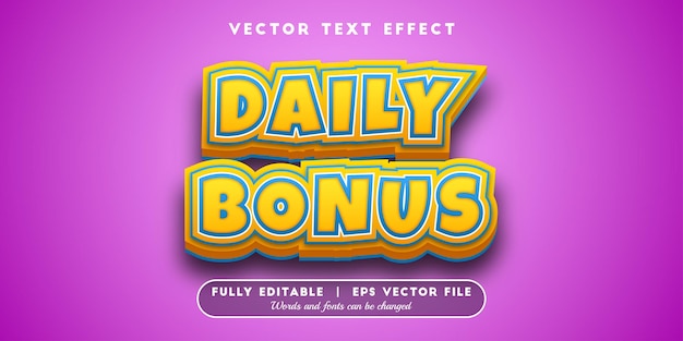 Vector daily bonus text effect with editable font style