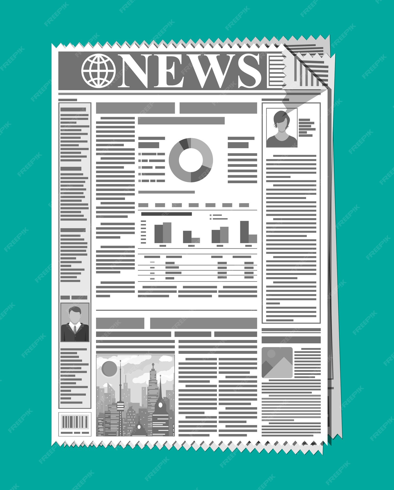 Premium Vector | Daily newspaper in black and white.