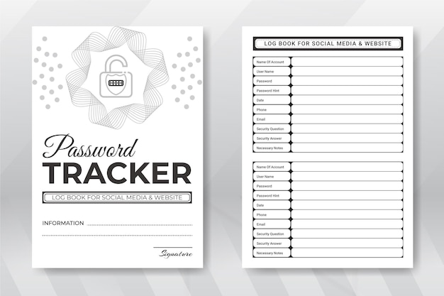 Daily notebook password tracker KDP Interior design