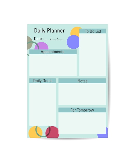 Daily plan vector template a simple printable todo list flat vector illustration