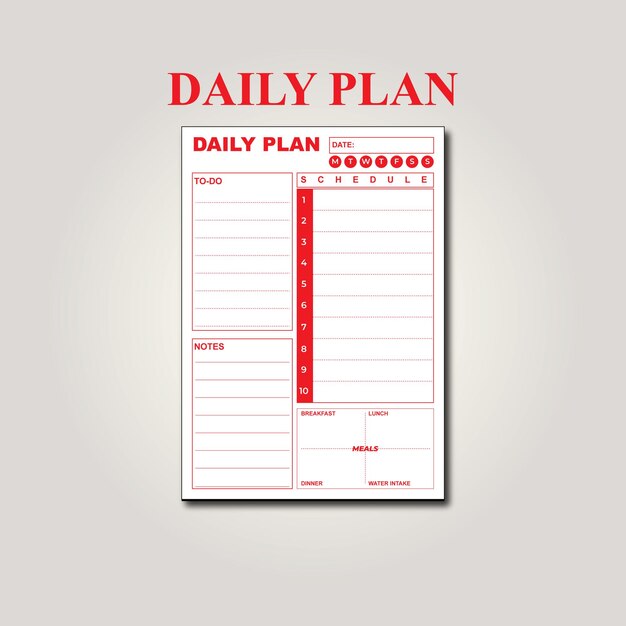 Daily Planner activities notes list template