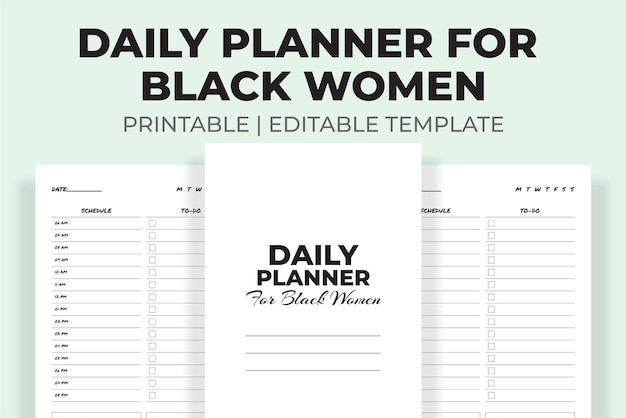 Vector daily planner for black women