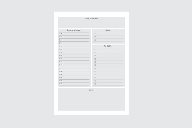 Vector daily planner inspiration with notes