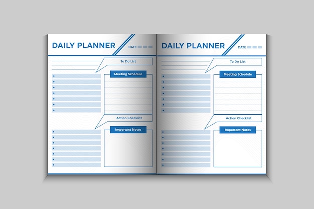Modello di progettazione del taccuino del programma quotidiano del programma quotidiano del diario del taccuino del pianificatore giornaliero kdp
