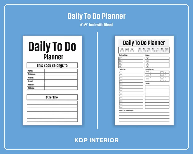 Vector daily to do planner kdp interior