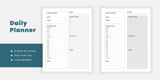 Daily planner minimal log template