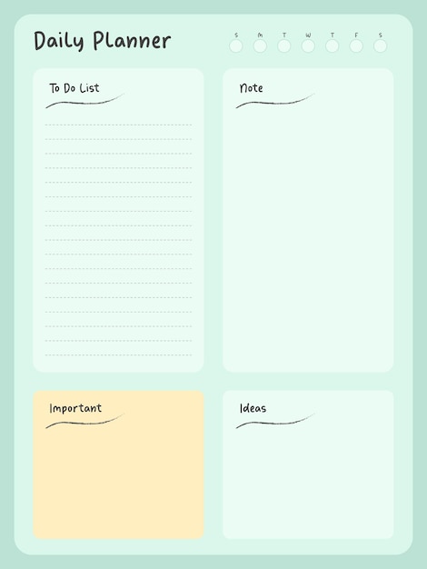 daily planner ready to pring template with pastel colors