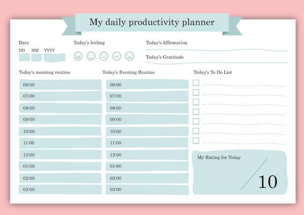 Daily planner for students and teachers. ADHD planner