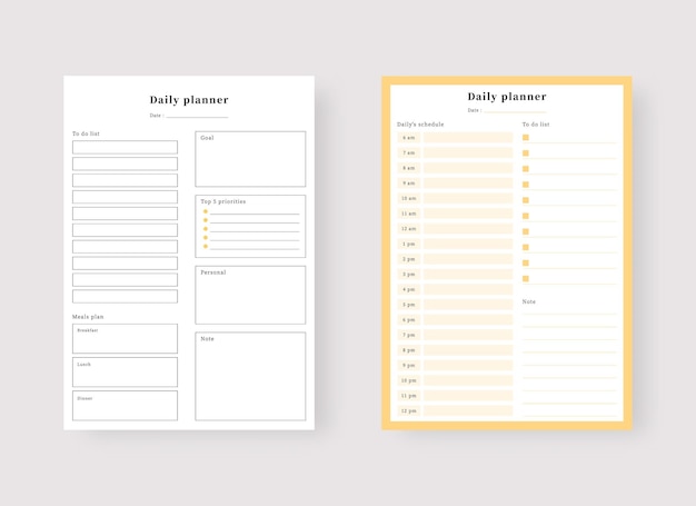일일 플래너 템플릿 플래너 및 할 일 목록 세트