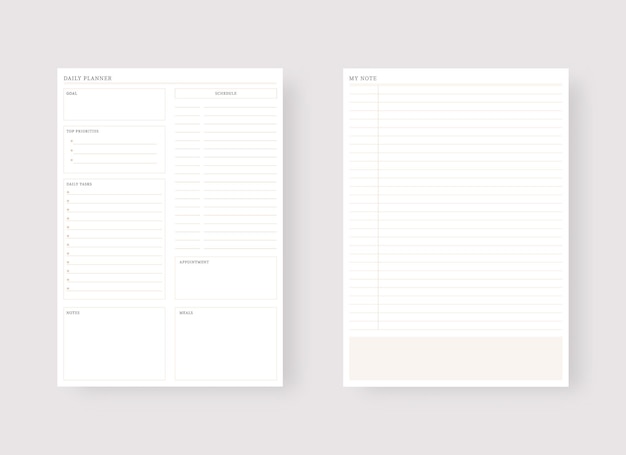 일일 플래너 템플릿 플래너 및 할 일 목록 세트 현대 플래너 템플릿 세트