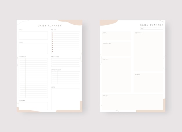 Daily planner template set of planner and to do list