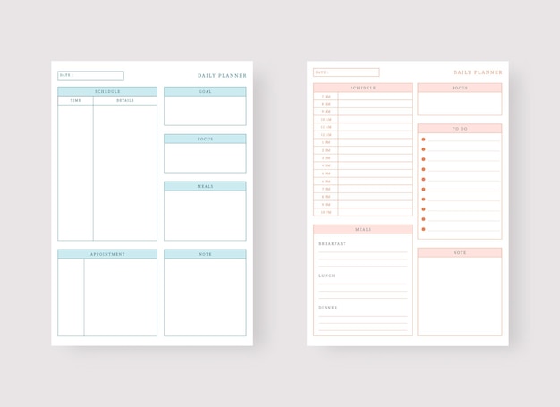 daily planner template set of planner and to do list