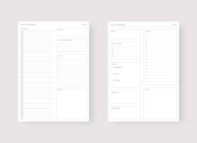 Vector daily planner template set of planner and to do list