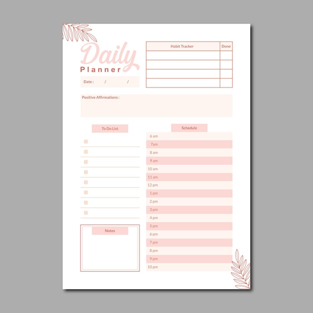 daily planner template vector