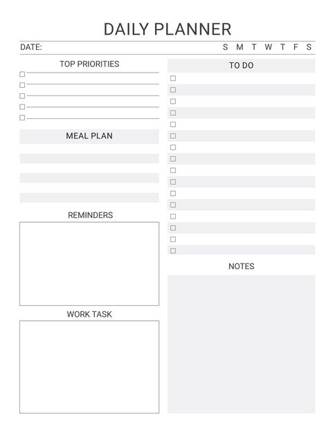 Daily planner todo list