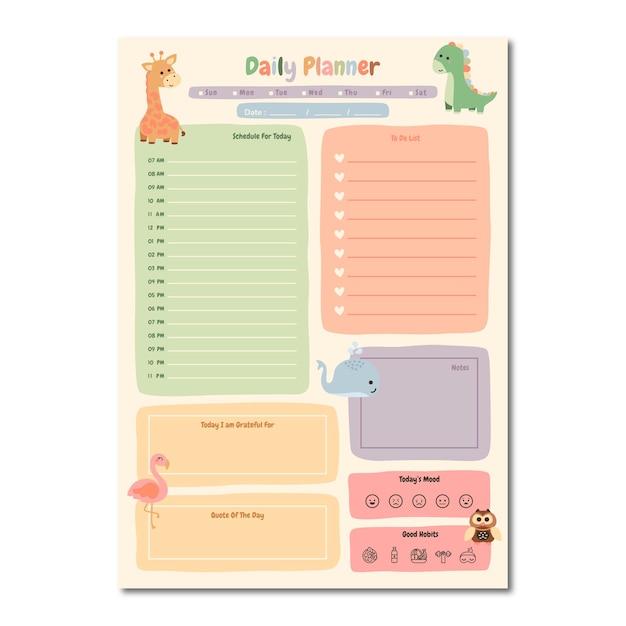 daily planner vector template