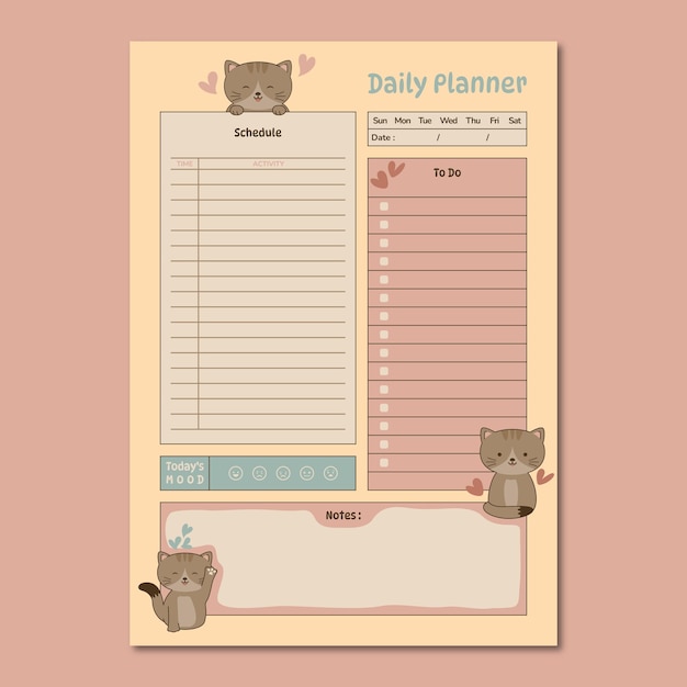 daily planner vector template