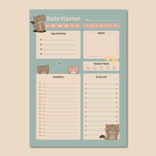 daily planner vector template