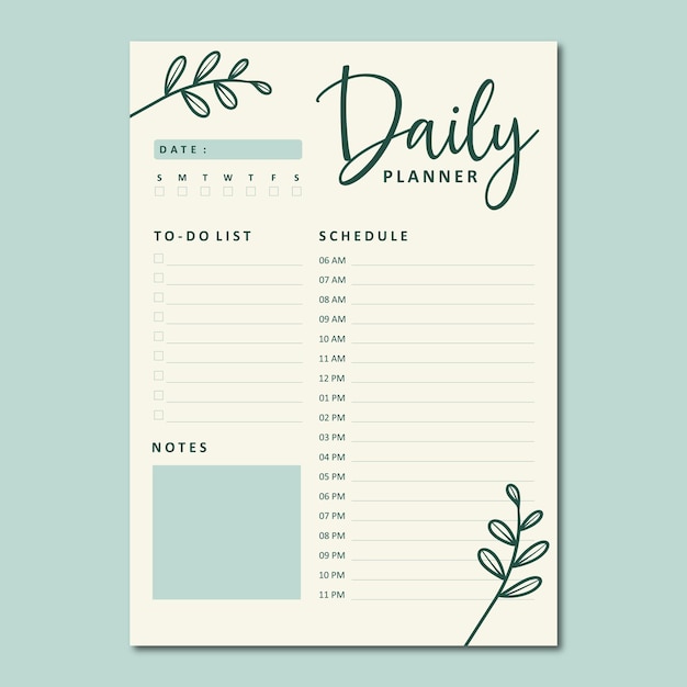 Daily planner vector template