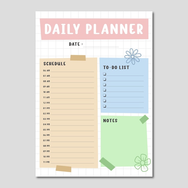 Daily planner vector template