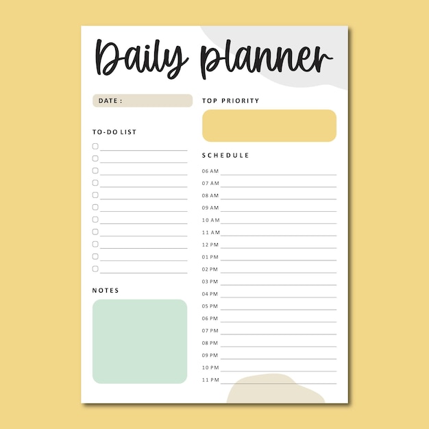 Daily planner vector template