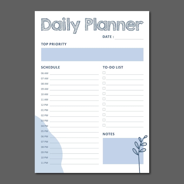 Daily planner vector template