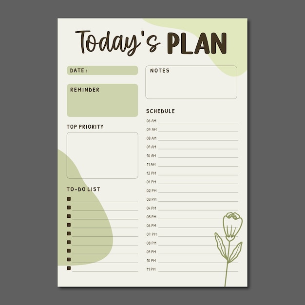 Daily planner vector template