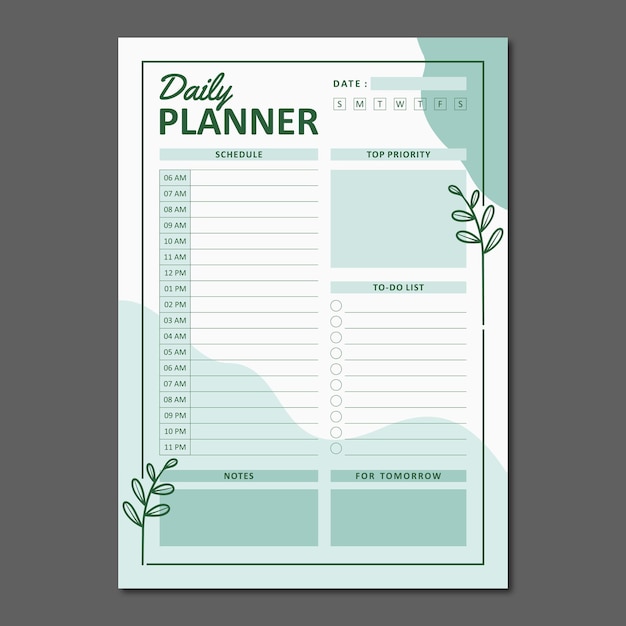 Daily planner vector template