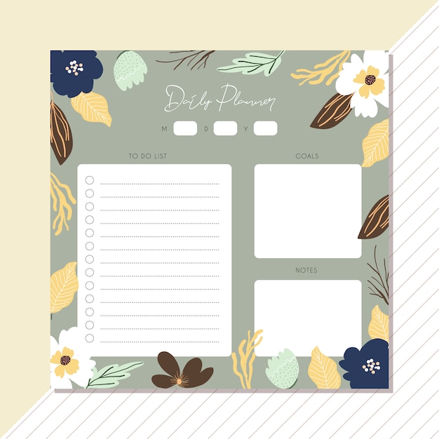 Vector daily planner with cute floral frame