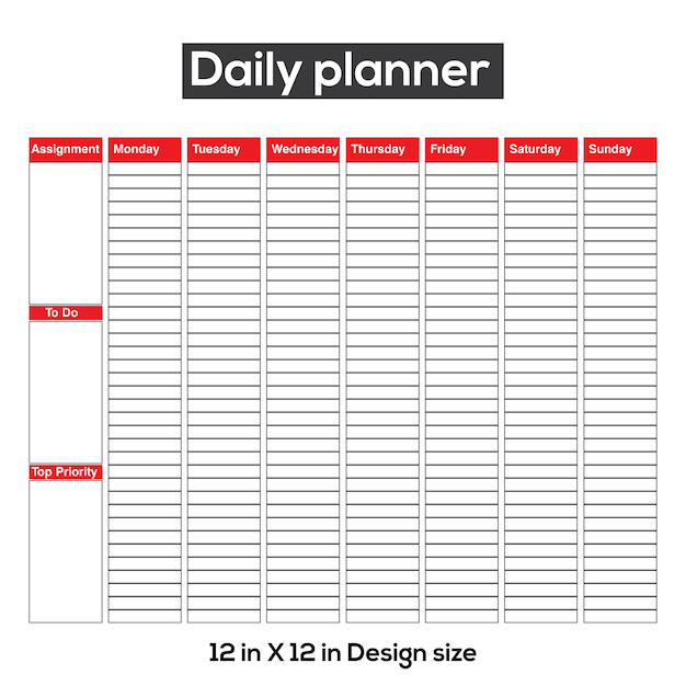 Daily Planners Design for life and business, planner sheets, organizer for personal and work issues.