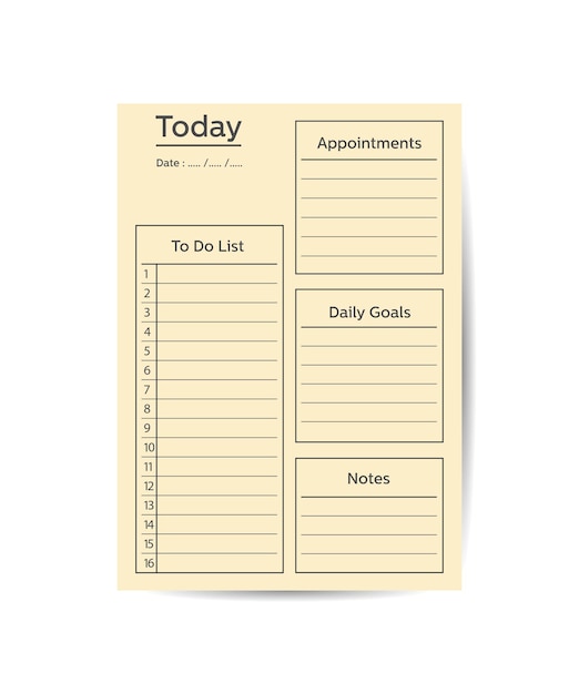daily planners note paper sticker templates vector illustration isolated elements