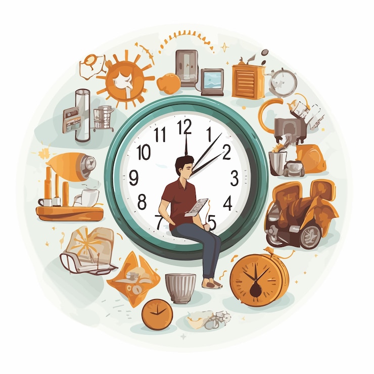 Vector daily_routine_over_background_vector