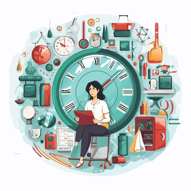 Daily_routine_over_colorful_background_vector