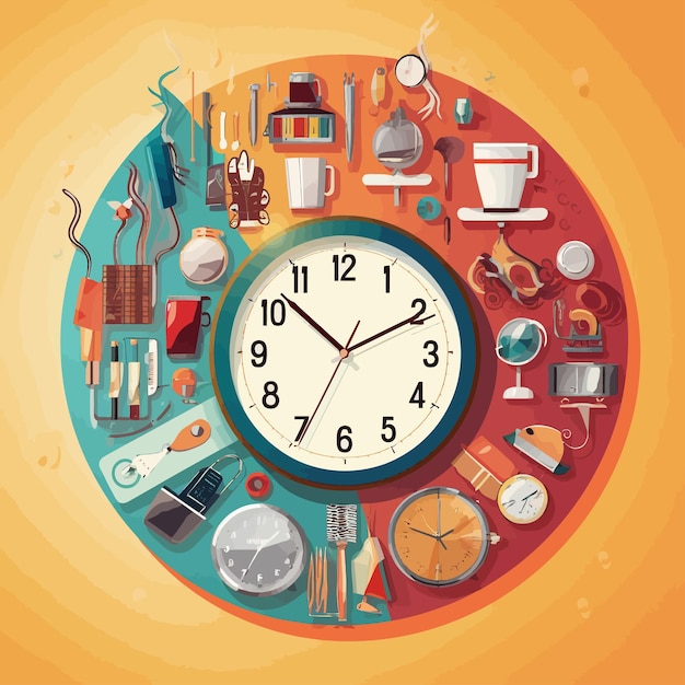 Vector daily_routine_over_colorful_background_vector